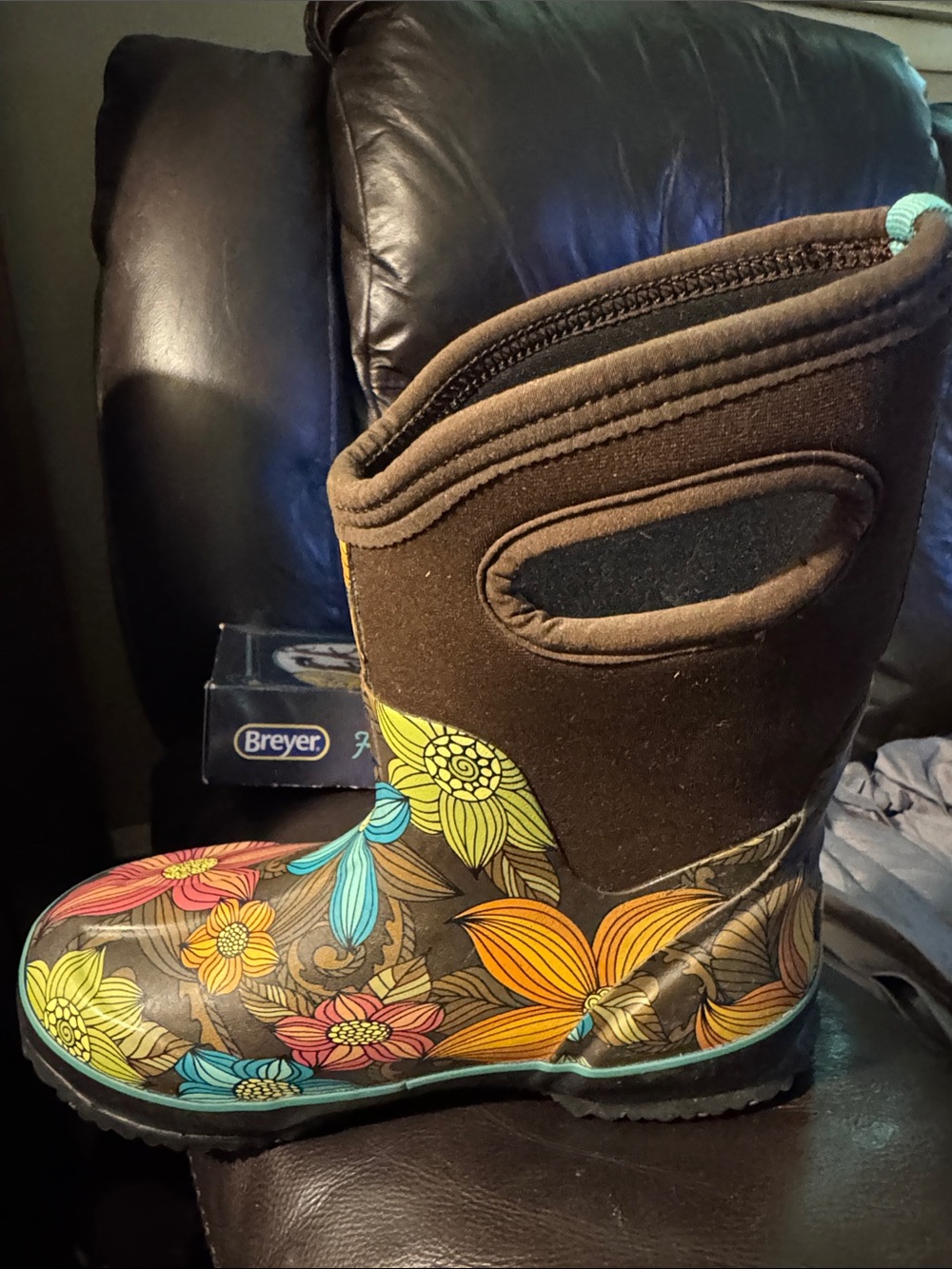 BOGS Womens Brown Floral Rain Boots size 6 Classic Mid Stargazer - Picture 10 of 16